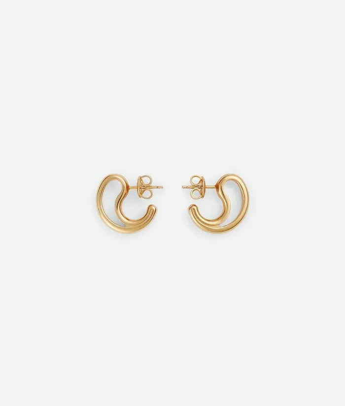 Women Bottega Veneta Earrings Frills Small Earrings Yellow Gold