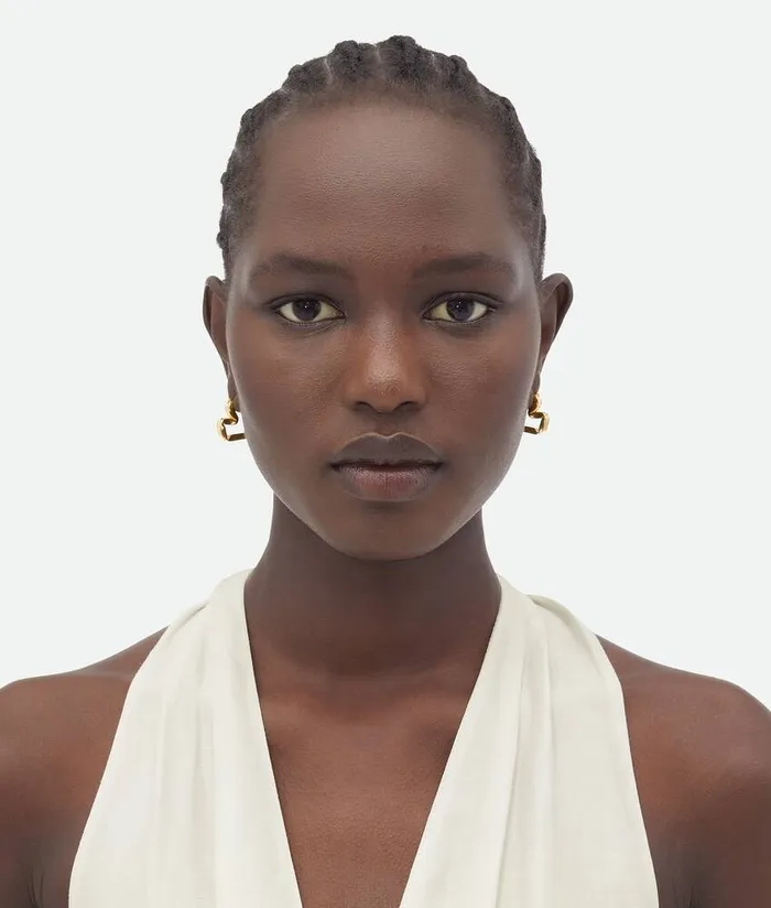 Women Bottega Veneta Earrings H Beam Earrings Yellow Gold