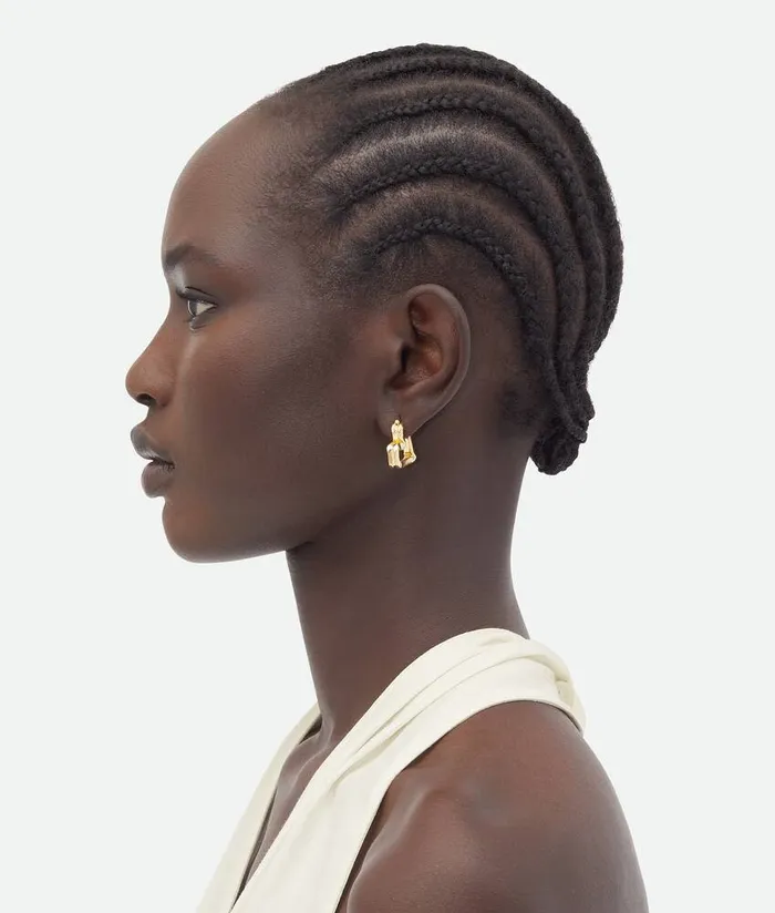 Women Bottega Veneta Earrings H Beam Earrings Yellow Gold