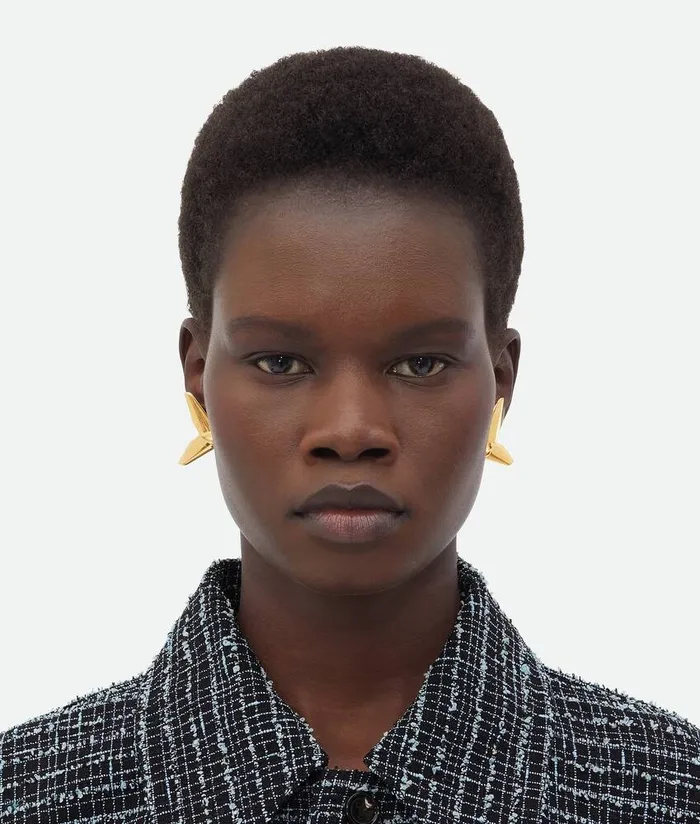 Women Bottega Veneta Earrings Plane Earrings Yellow Gold