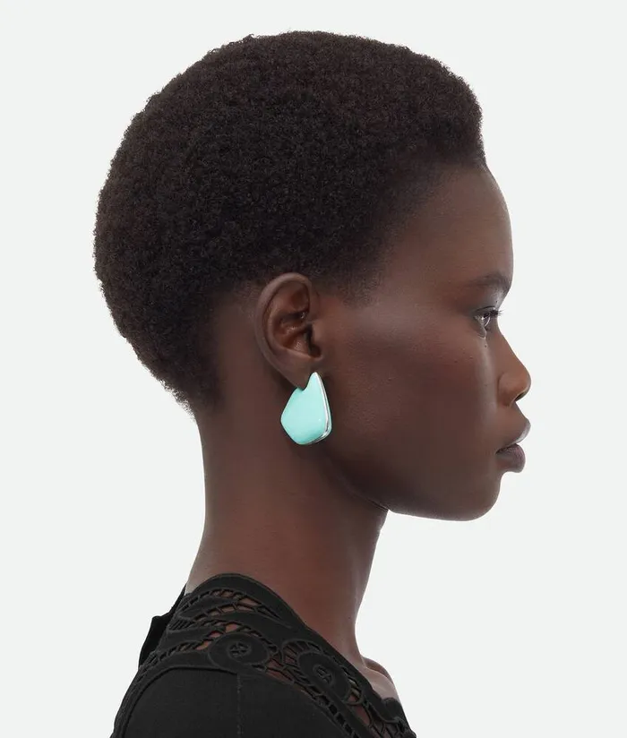 Women Bottega Veneta Earrings Small Fin Earrings Green Oasis