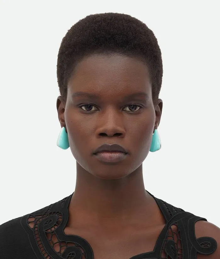 Women Bottega Veneta Earrings Small Fin Earrings Green Oasis