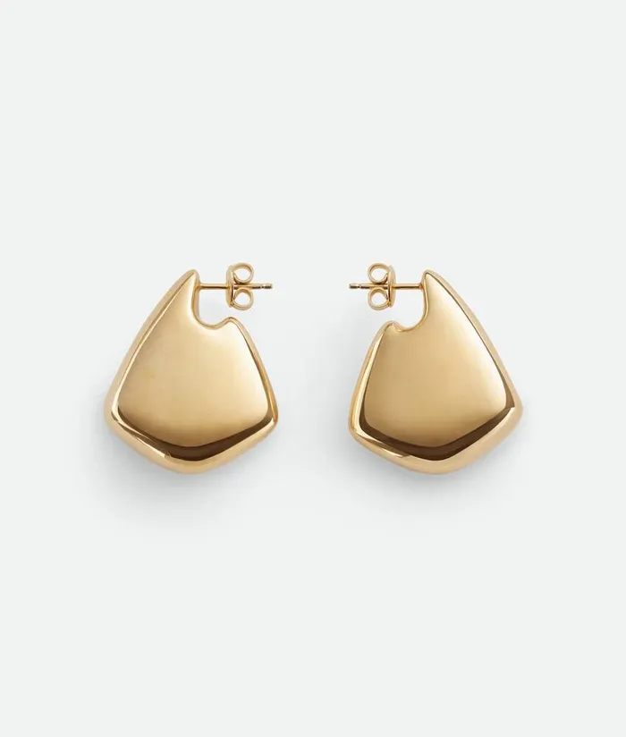Women Bottega Veneta Earrings Small Fin Earrings Yellow Gold