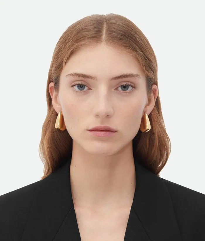 Women Bottega Veneta Earrings Small Fin Earrings Yellow Gold
