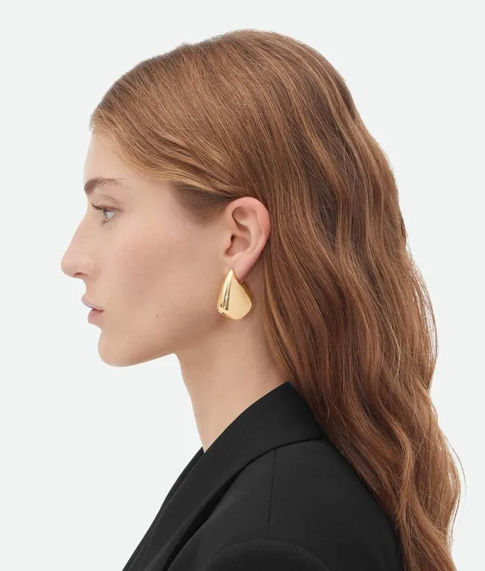 Women Bottega Veneta Earrings Small Fin Earrings Yellow Gold