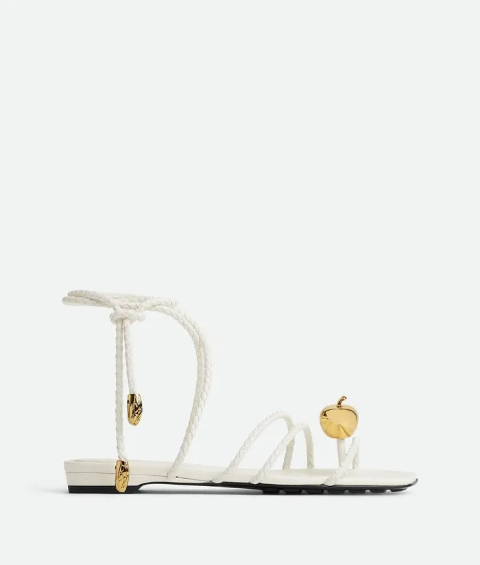 Women Bottega Veneta Flats Adam Flat Sandal White