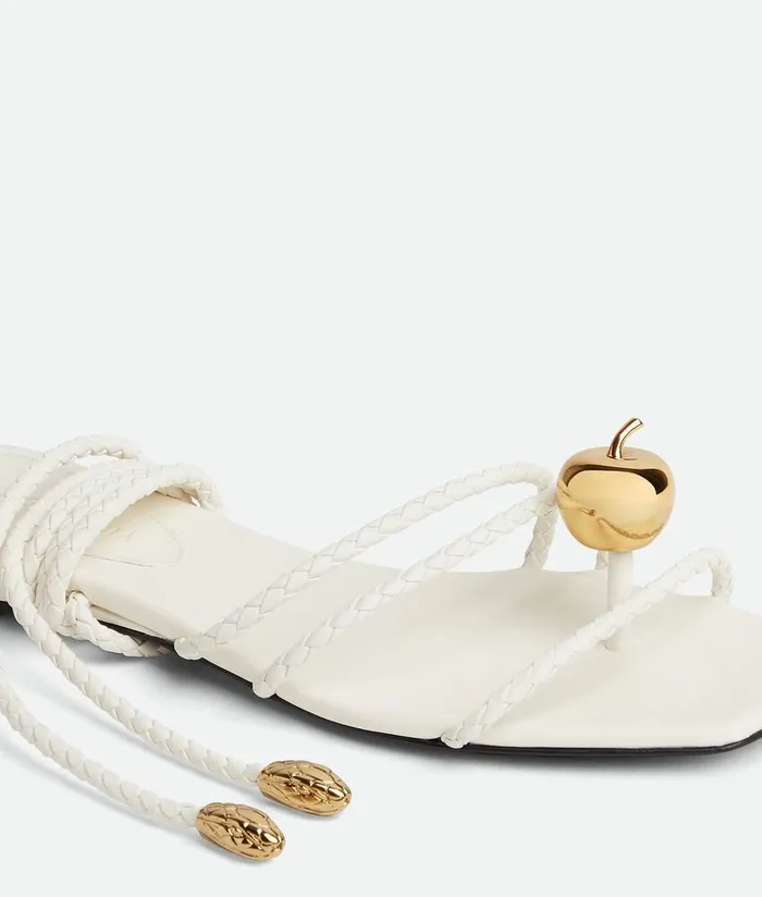 Women Bottega Veneta Flats Adam Flat Sandal White