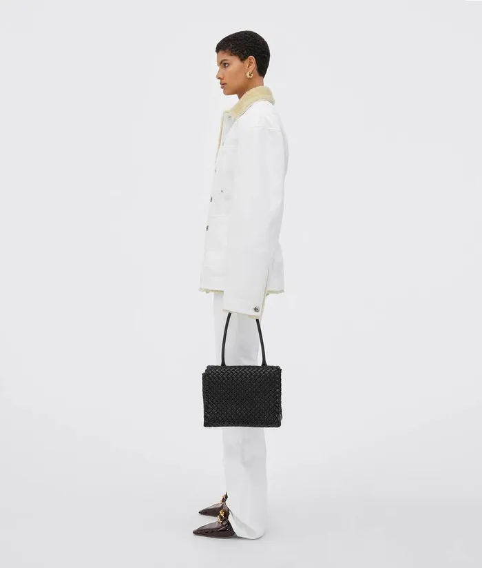 Women Bottega Veneta Handle Patti Top Handle Bag Black