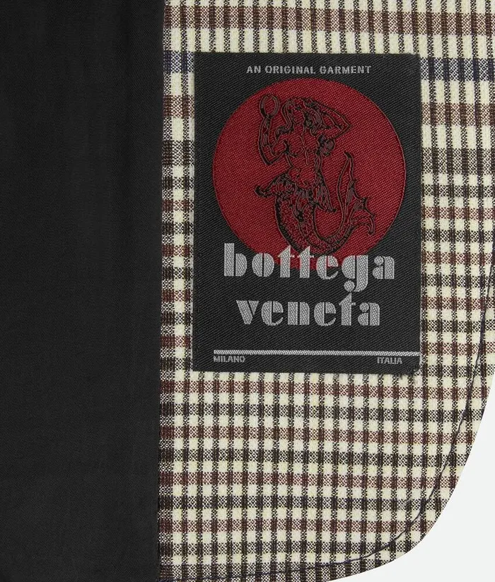 Women Bottega Veneta Jackets Structured Check Cotton Jacket Pollenbrownnavy
