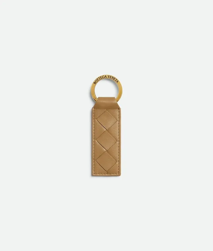 Women Bottega Veneta Key Rings Tab Key Ring Dark Praline