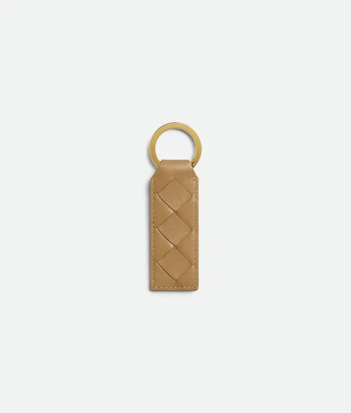 Women Bottega Veneta Key Rings Tab Key Ring Dark Praline