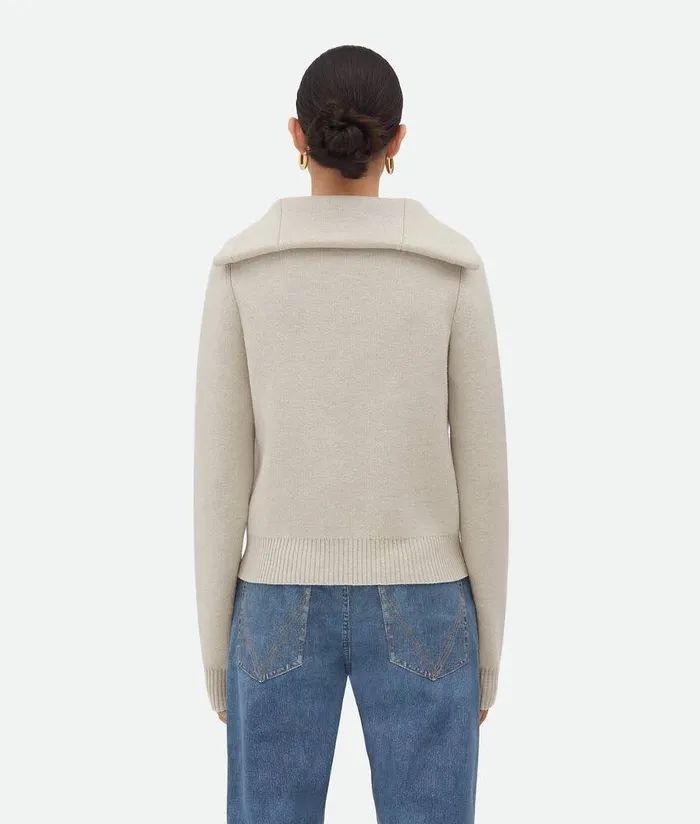 Women Bottega Veneta Knitwear Compact Wool Cardigan Moon