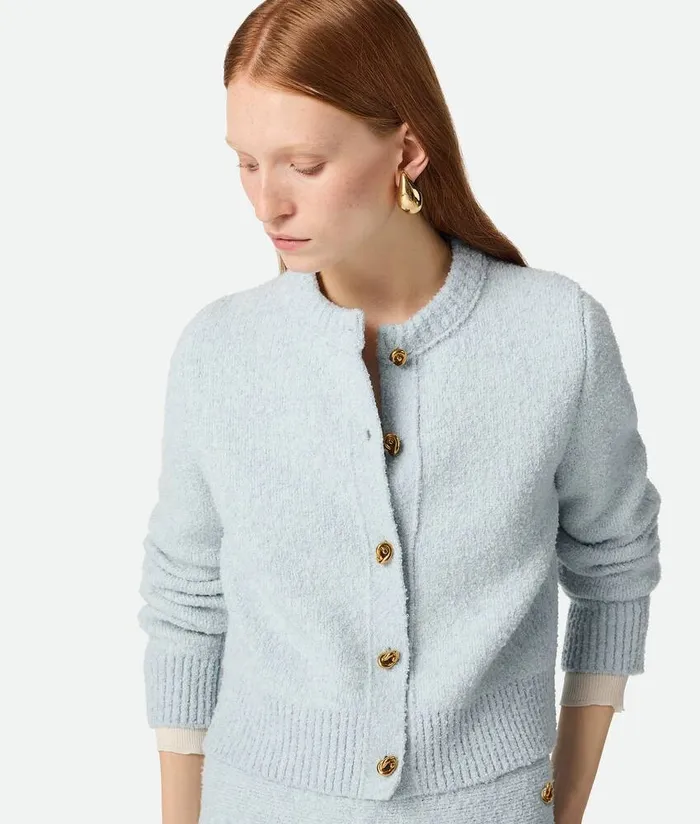 Women Bottega Veneta Knitwear Wool Boucle Cardigan Bubble