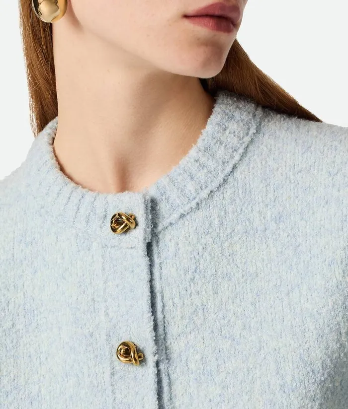Women Bottega Veneta Knitwear Wool Boucle Cardigan Bubble