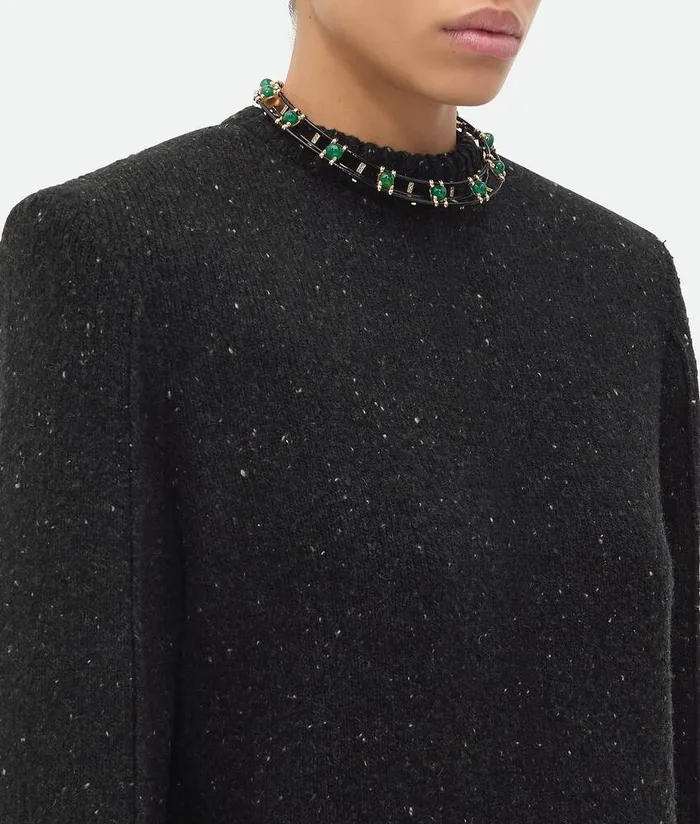 Women Bottega Veneta Knitwear Wool Tailored Jumper Dark Grey Melange