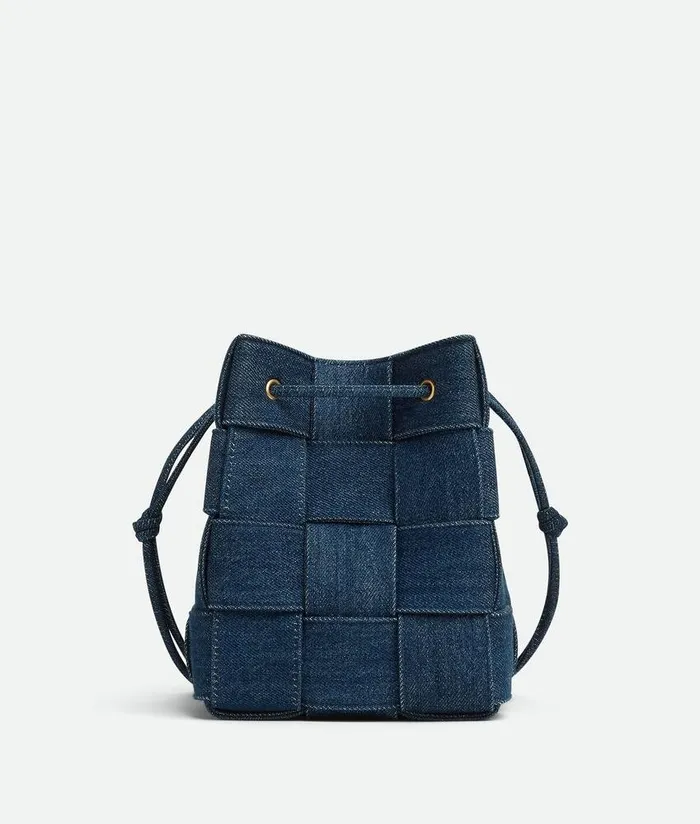 Women Bottega Veneta Mini Small Cassette Bucket Indigo