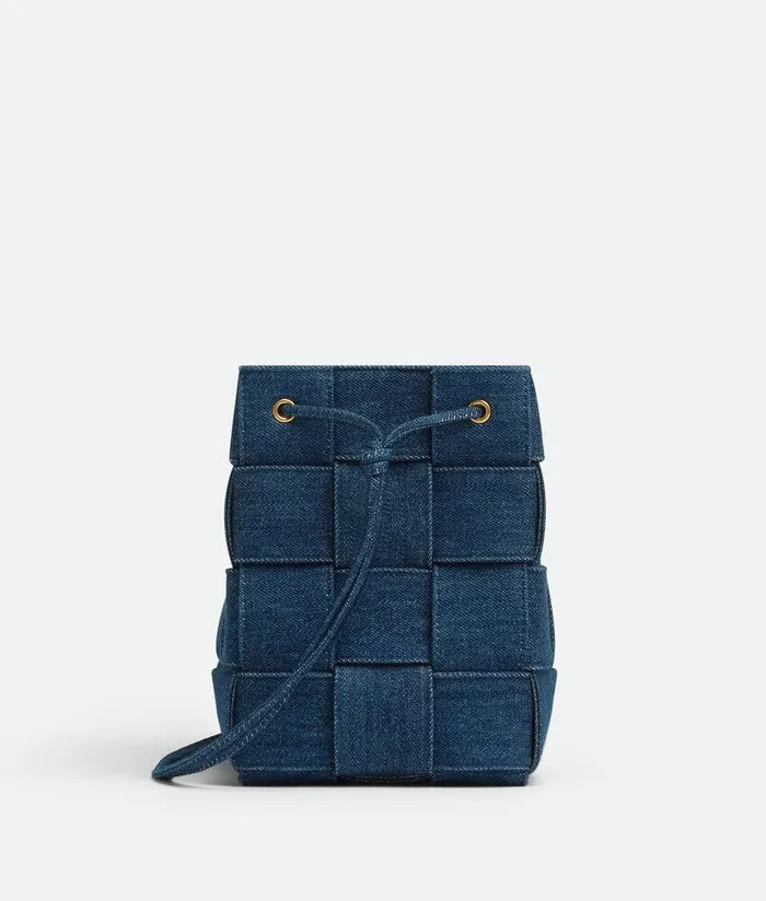 Women Bottega Veneta Mini Small Cassette Bucket Indigo