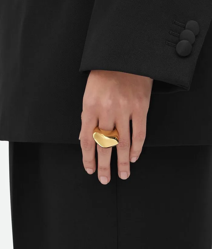 Women Bottega Veneta Rings Fin Ring Yellow Gold
