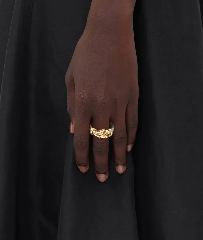 Women Bottega Veneta Rings Knot Ring Silveryellow Gold