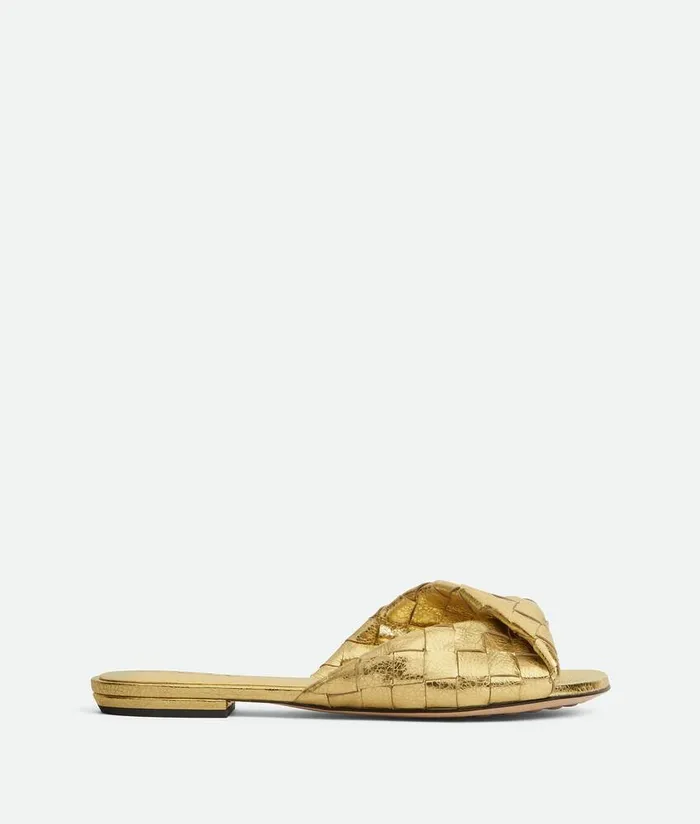 Women Bottega Veneta Sandals Blink Flat Mule Gold