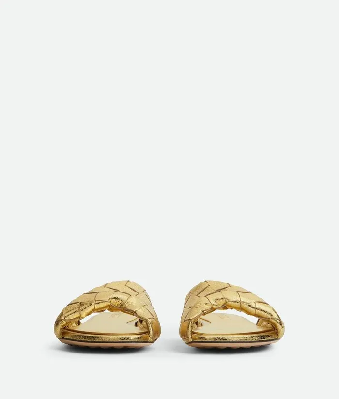 Women Bottega Veneta Sandals Blink Flat Mule Gold