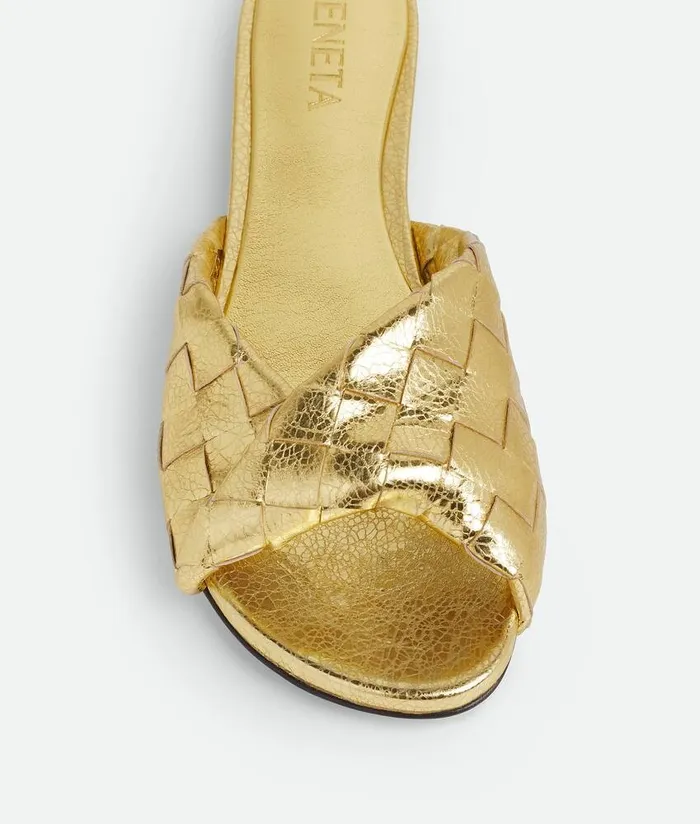 Women Bottega Veneta Sandals Blink Flat Mule Gold