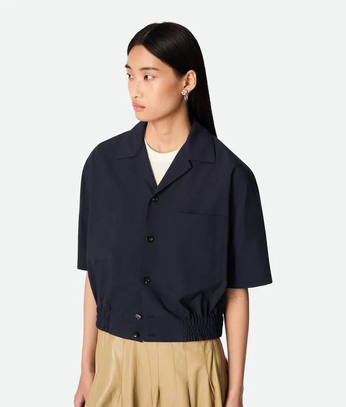 Women Bottega Veneta Shirts Fine Wool Shirt Midnight Blue