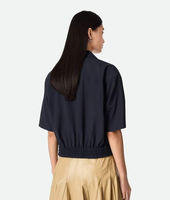 Women Bottega Veneta Shirts Fine Wool Shirt Midnight Blue