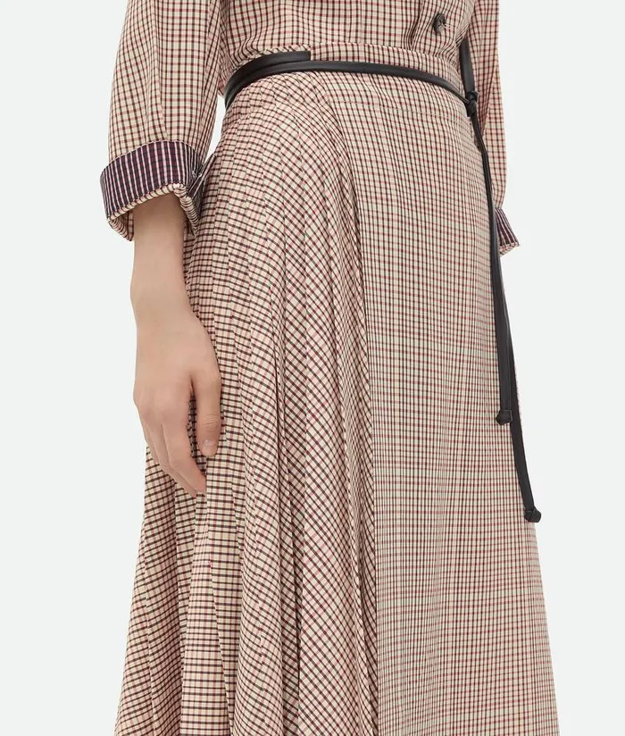 Women Bottega Veneta Skirts Check Viscose Skirt Pearlabyssscarlet