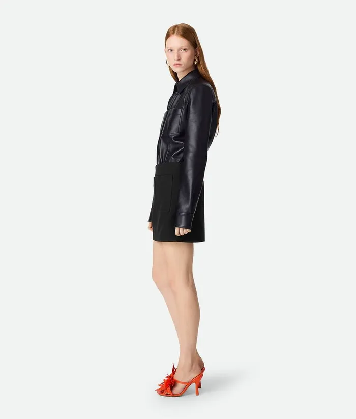 Women Bottega Veneta Skirts Double Cotton Skirt Black