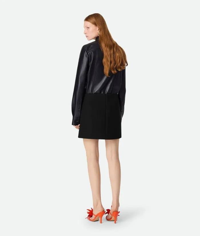 Women Bottega Veneta Skirts Double Cotton Skirt Black