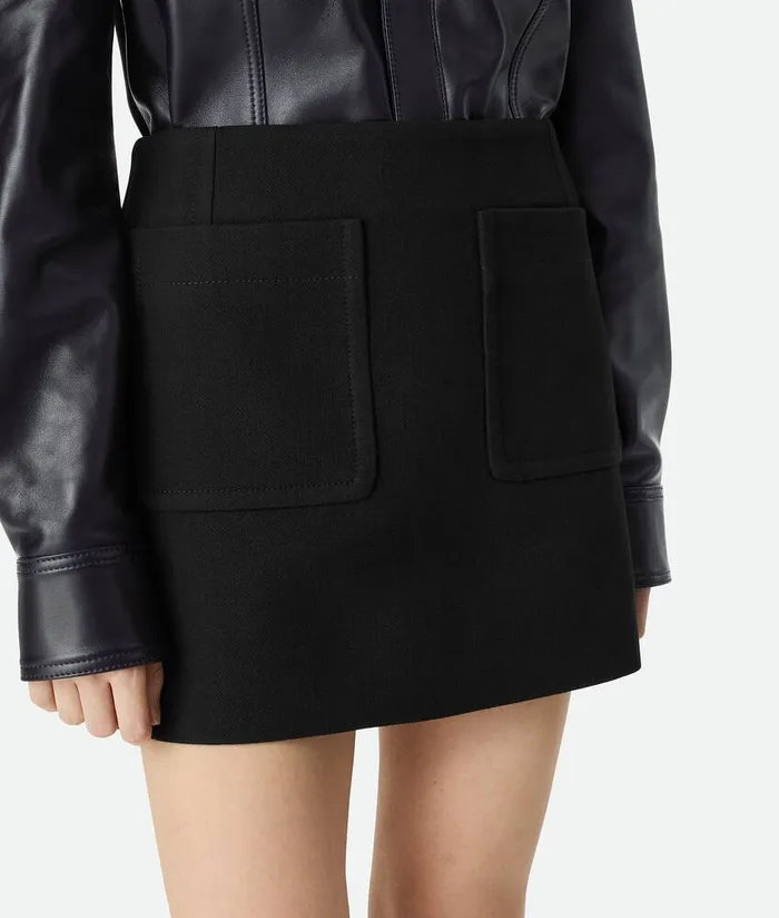 Women Bottega Veneta Skirts Double Cotton Skirt Black