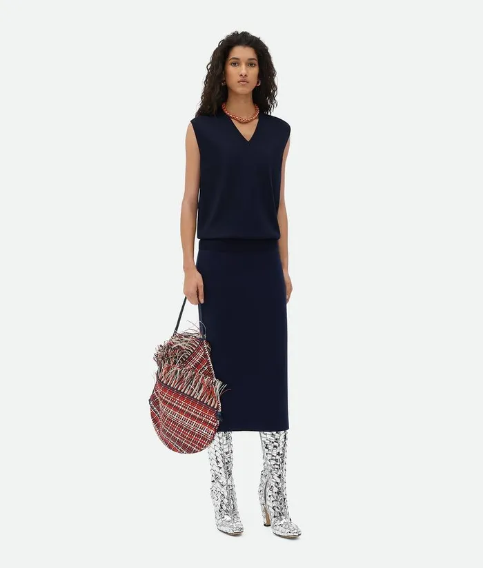 Women Bottega Veneta Skirts Light Cashmere Skirt Navy