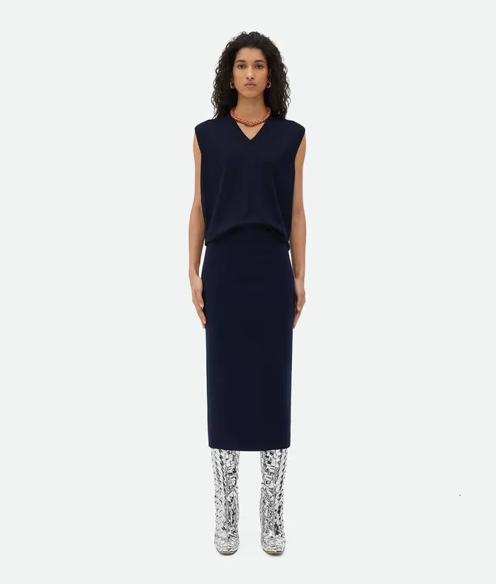 Women Bottega Veneta Skirts Light Cashmere Skirt Navy