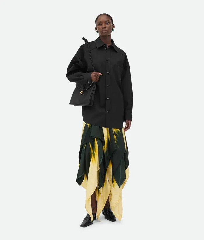 Women Bottega Veneta Skirts Viscose Degrade Petal Print Skirt Campingyellow
