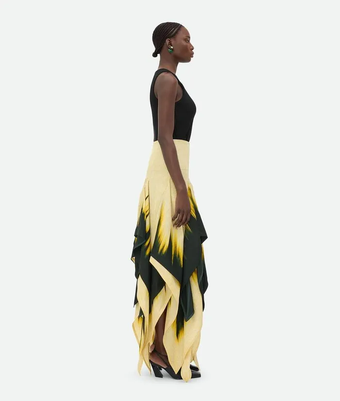 Women Bottega Veneta Skirts Viscose Degrade Petal Print Skirt Campingyellow