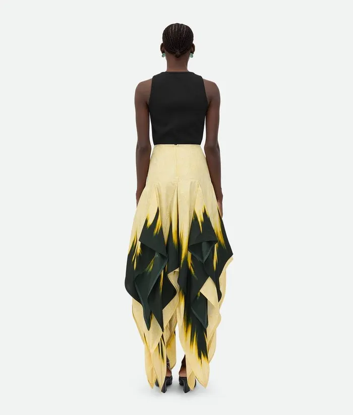 Women Bottega Veneta Skirts Viscose Degrade Petal Print Skirt Campingyellow