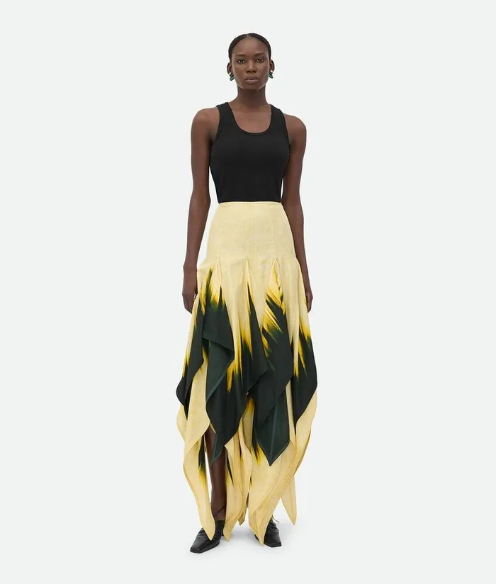 Women Bottega Veneta Skirts Viscose Degrade Petal Print Skirt Campingyellow