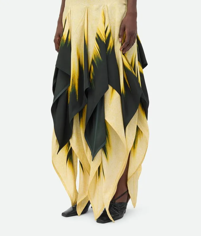 Women Bottega Veneta Skirts Viscose Degrade Petal Print Skirt Campingyellow