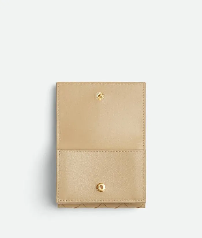 Women Bottega Veneta Small Wallets Intrecciato Tiny TriFold Zip Wallet Porridge