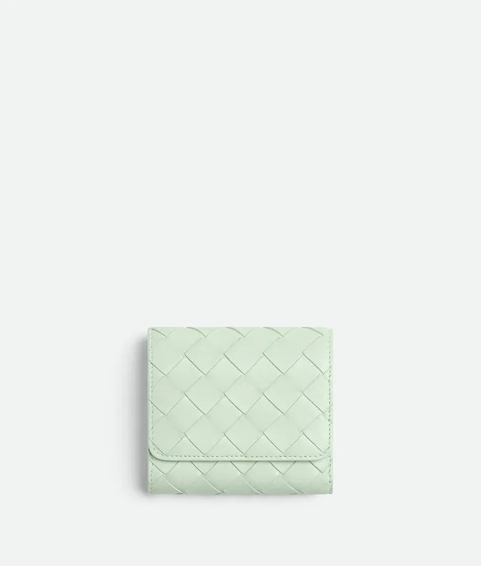 Women Bottega Veneta Small Wallets IntrecciatoTriFold Wallet With Origami Coin Purse Fresh Mint Women Bottega Veneta Small Wallets IntrecciatoTriFold Wallet With Origami Coin Purse Fresh Mint