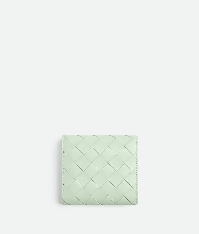 Women Bottega Veneta Small Wallets IntrecciatoTriFold Wallet With Origami Coin Purse Fresh Mint