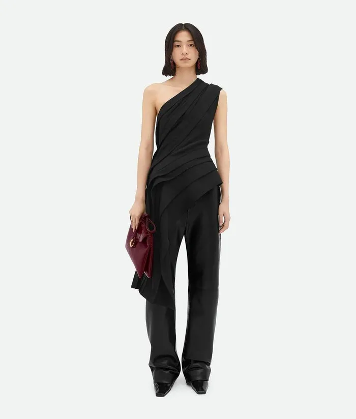 Women Bottega Veneta Tops And TShirts Light Stretch Viscose Top Black