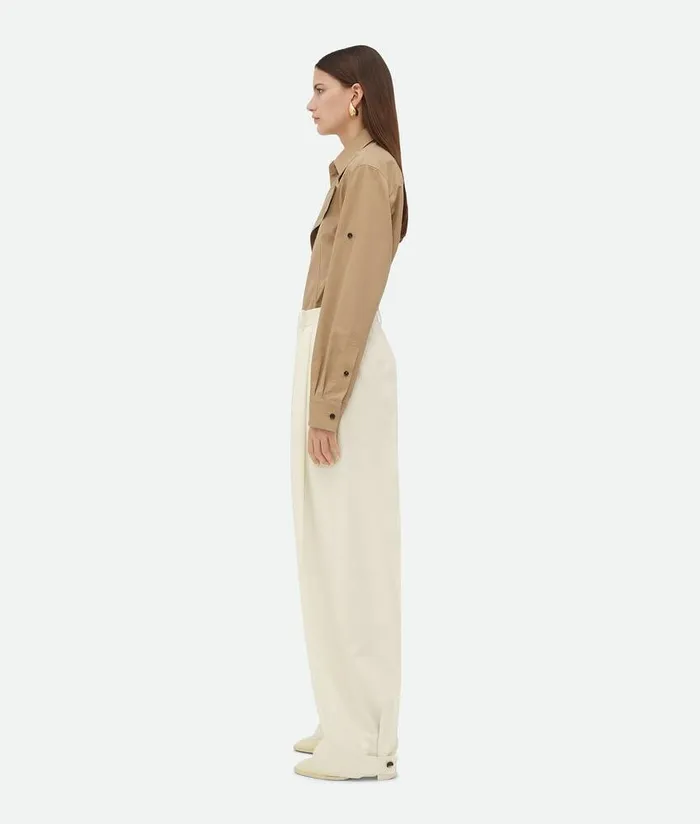 Women Bottega Veneta Trousers And Shorts Light Cotton Twill Tapered Trousers Frosting
