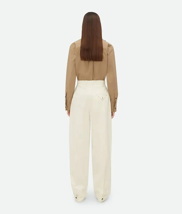 Women Bottega Veneta Trousers And Shorts Light Cotton Twill Tapered Trousers Frosting