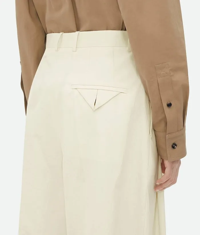 Women Bottega Veneta Trousers And Shorts Light Cotton Twill Tapered Trousers Frosting