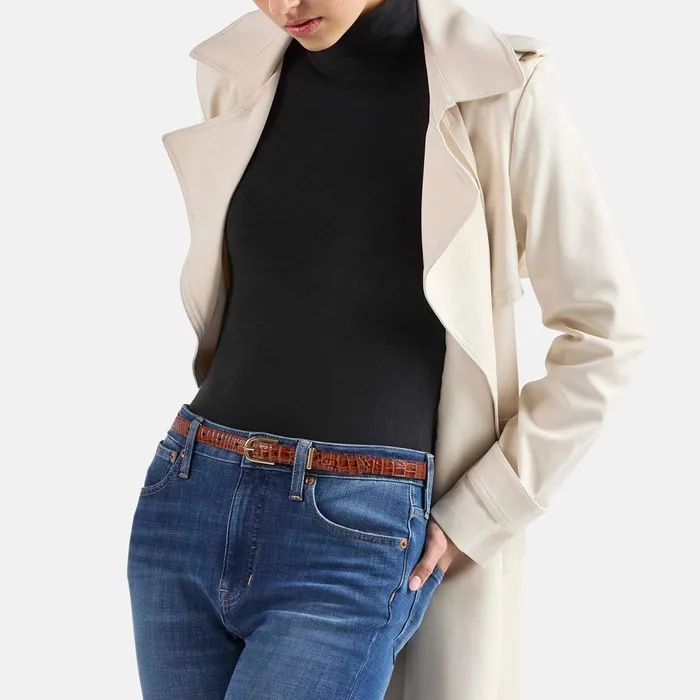 Women Brahmin Belts Skinny Leather Gold Buckle Belt Carnation Classic Croc Women Brahmin Belts Skinny Leather Gold Buckle Belt Carnation Classic Croc