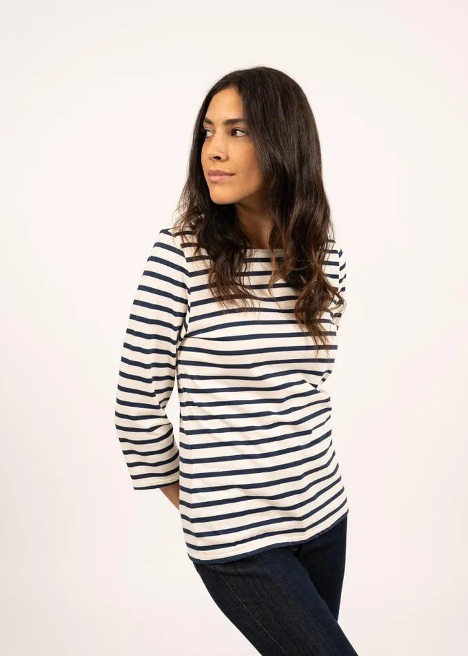 Women Breton Striped Shirts Saint James GALATHEE II Ecru Navy