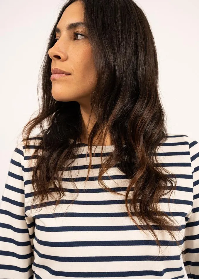 Women Breton Striped Shirts Saint James GALATHEE II Ecru Navy
