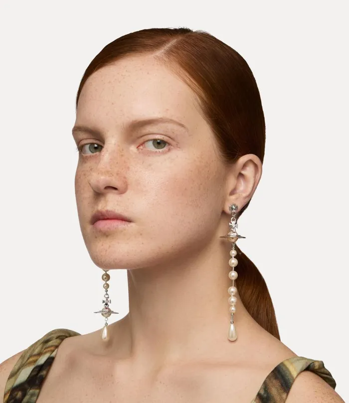 Women Broken Pearl Earrings Platinumpearlmulti Vivienne Westwood Classic Styles Women Broken Pearl Earrings Platinumpearlmulti Vivienne Westwood Classic Styles